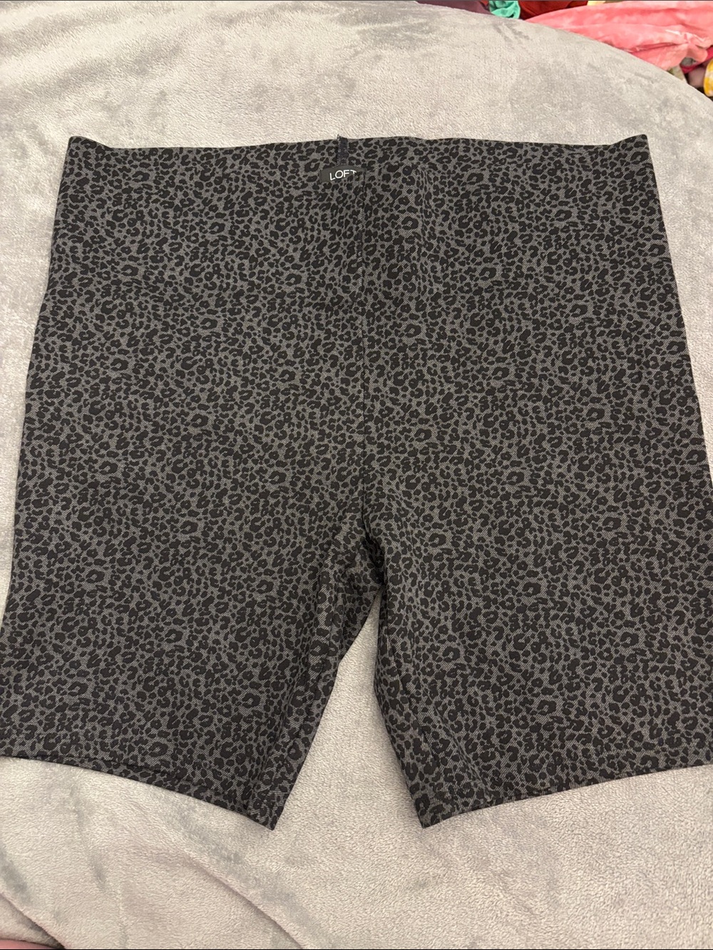 LOFT Dark Gray Leopard Print Bike Shorts